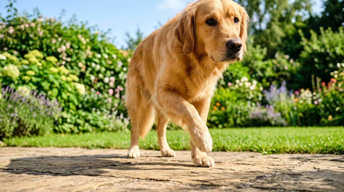 A dog experiencing a sudden limp needing urgent assessment