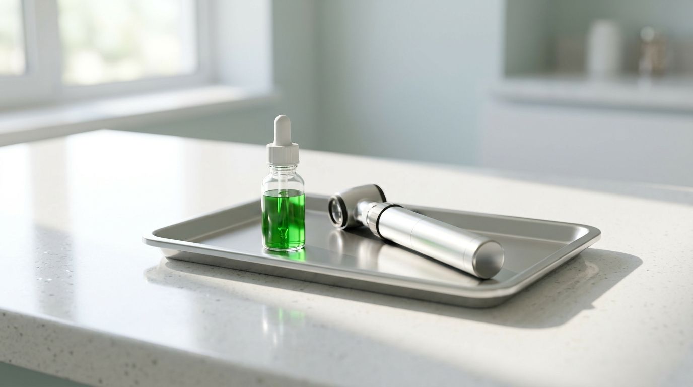 Advanced ocular diagnostic tools examining an eye