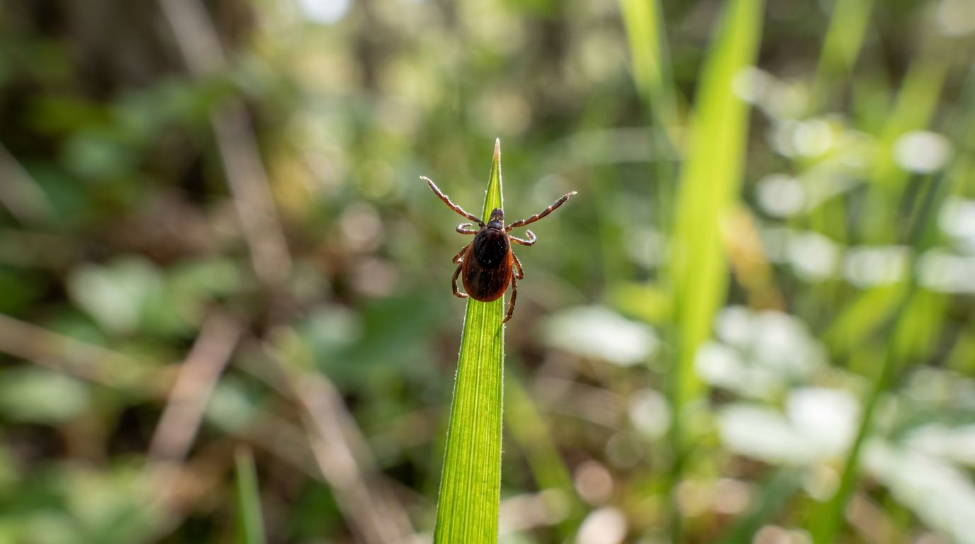 The Western Blacklegged Tick questing on grass
