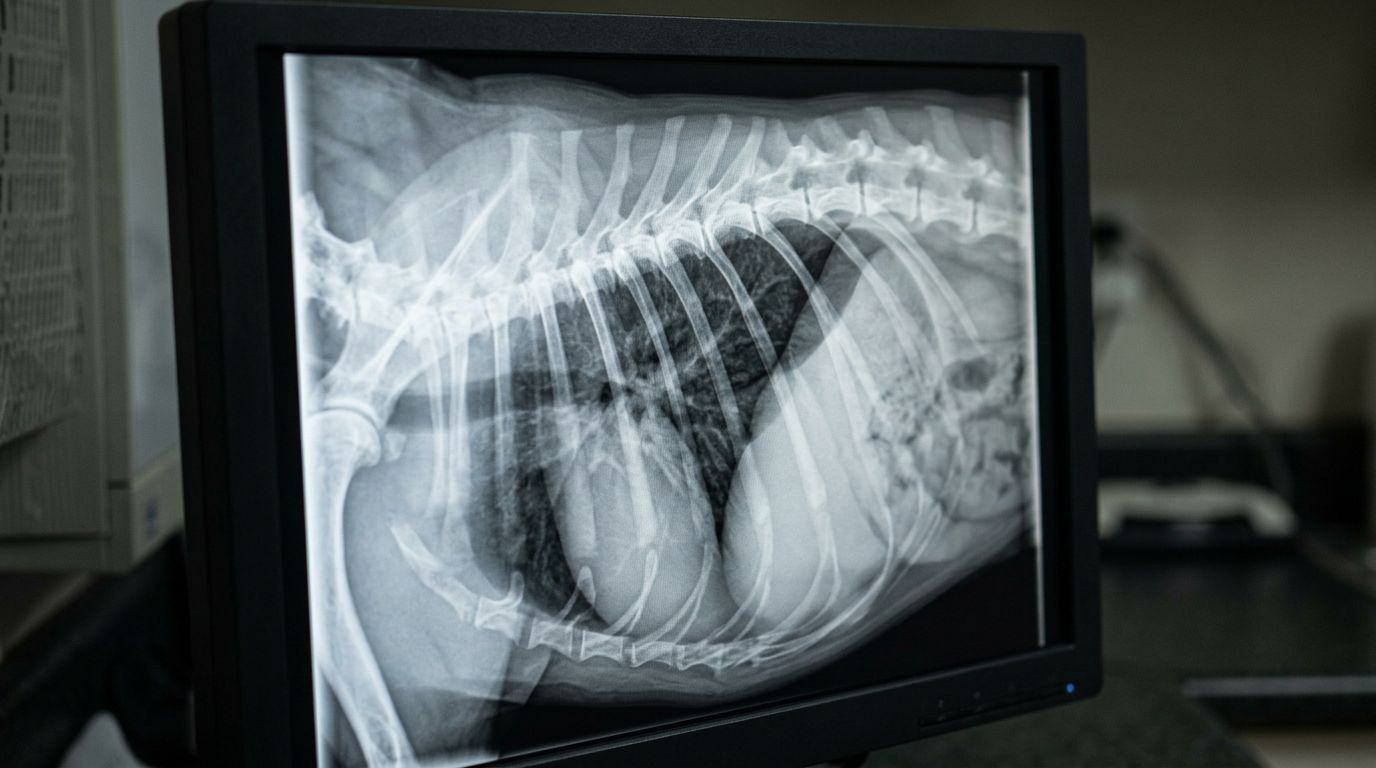 Digital chest radiograph used for veterinary diagnosis