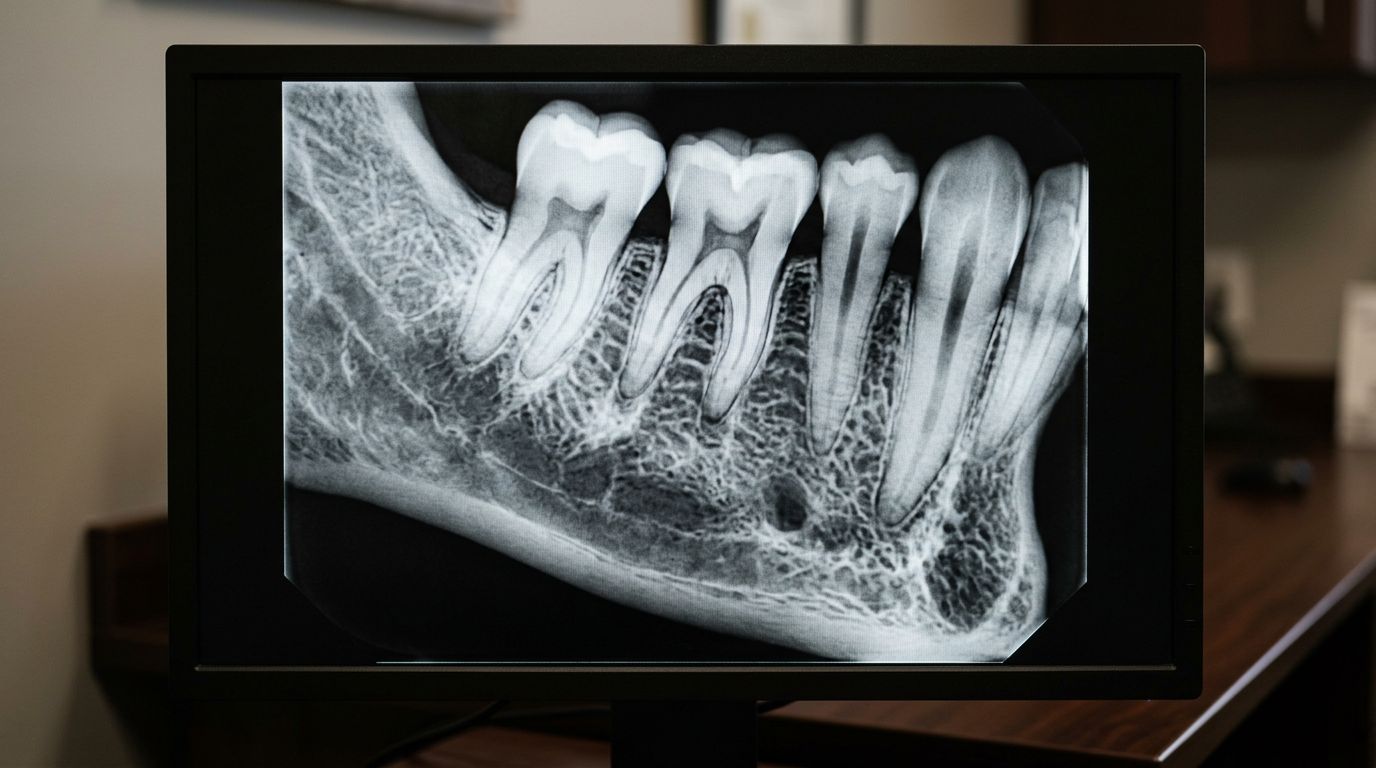 Close-up veterinary dental diagnostic examination